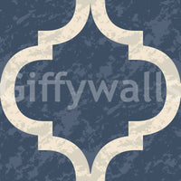 Bold Moroccan Ogee Twilight Blue wallpaper mural interior design.