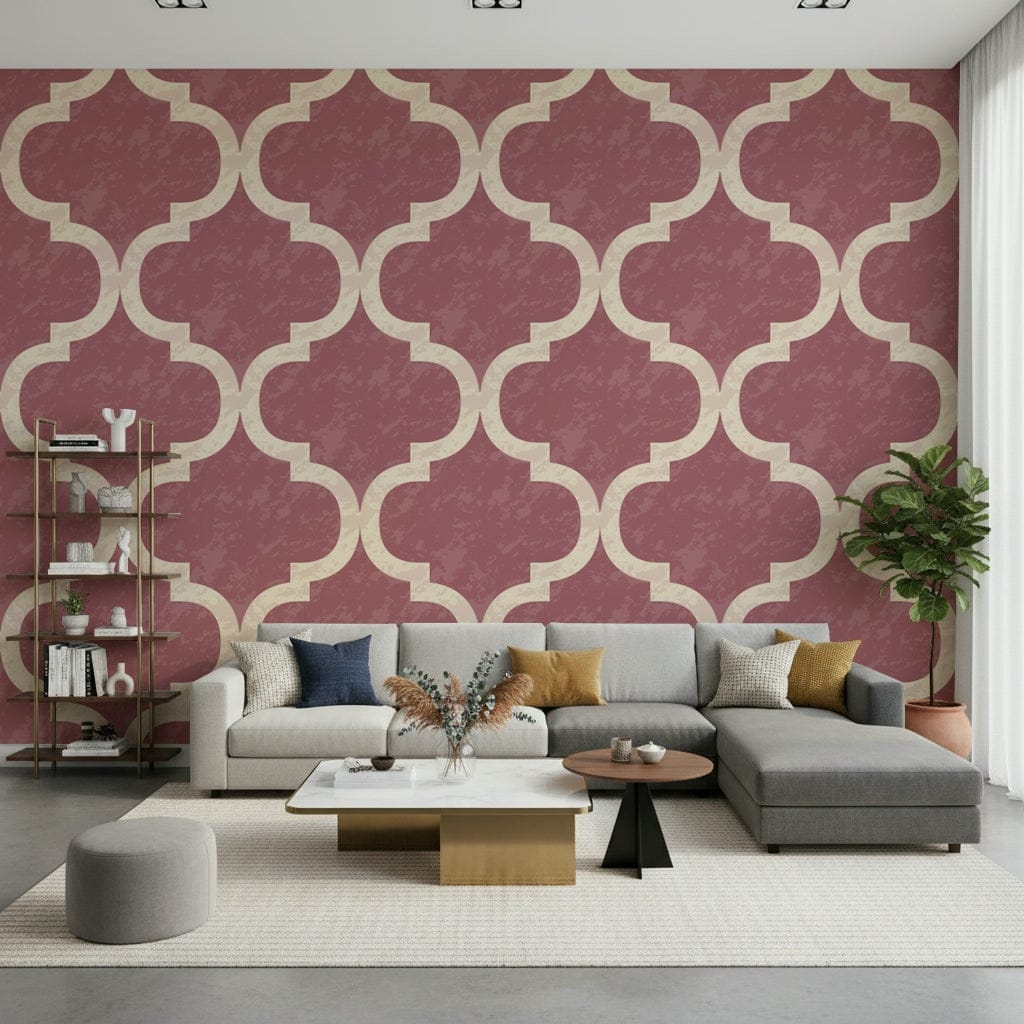 Moroccan ogee vintage rose wallpaper pattern