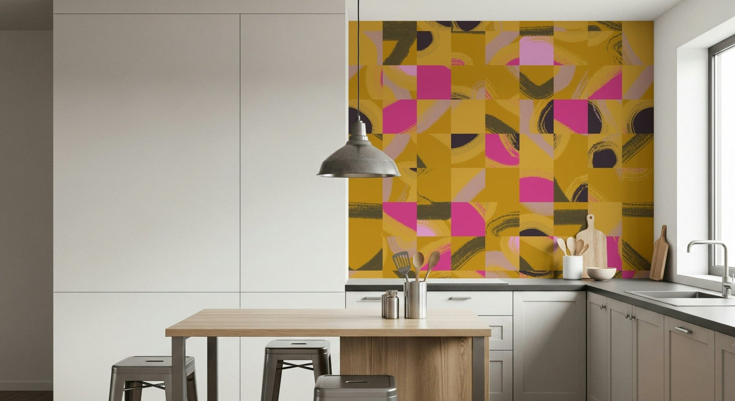 Wall mural, Mosaic Brushstrokes Abstract, bold and blustery, powerful visual.