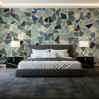 Natural mosaic fragments mural with varied color chips