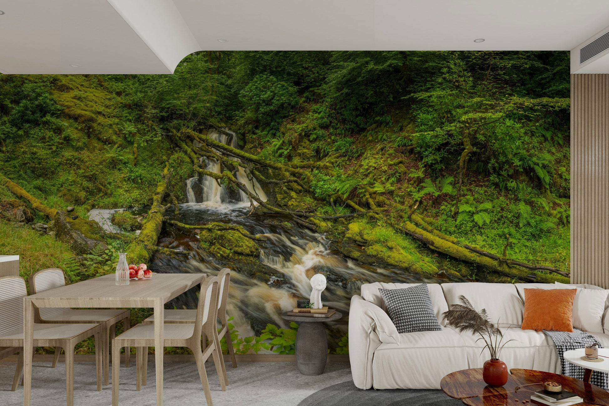 Mossy Falls nature mural wallpaper

