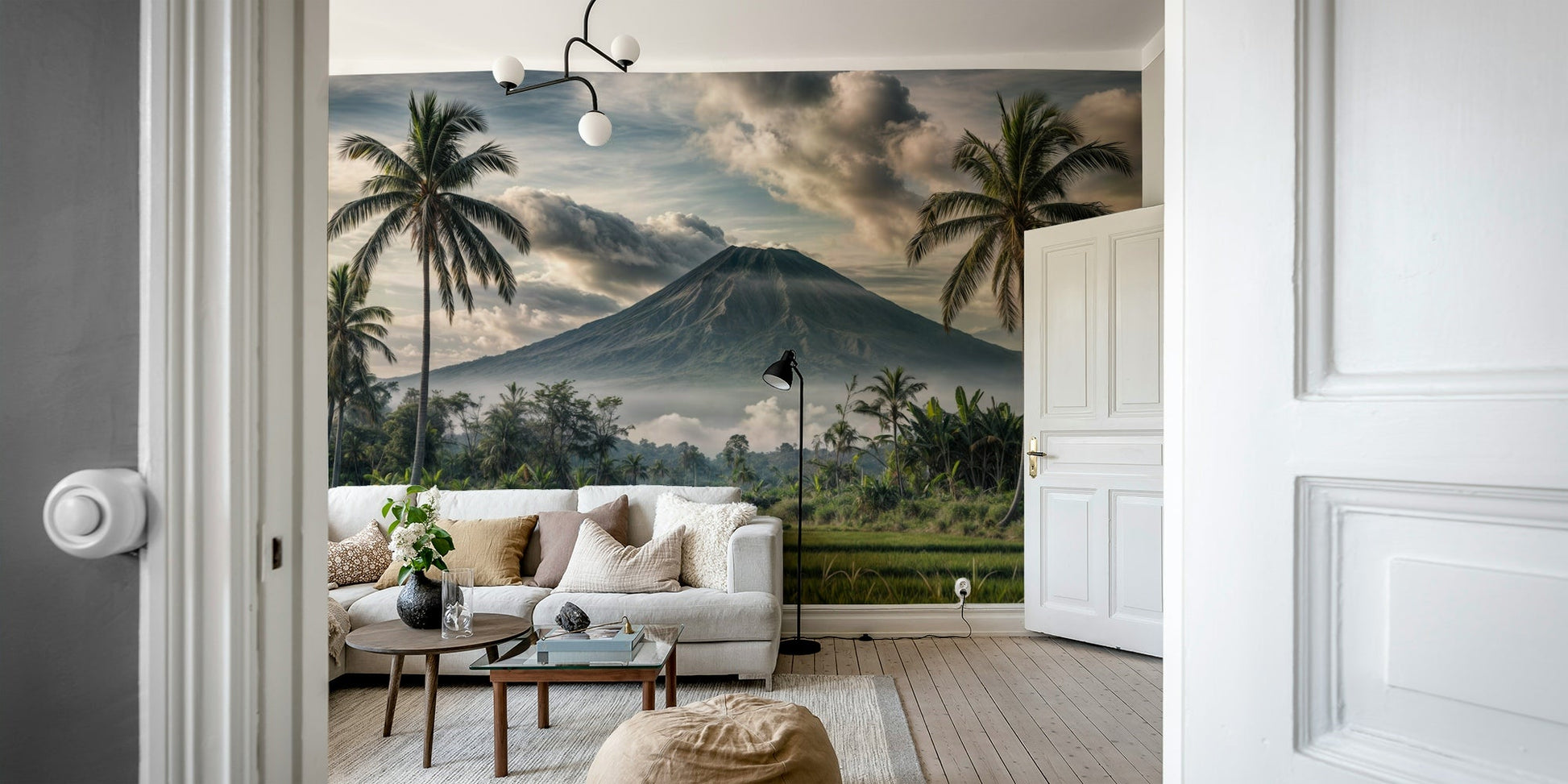 The image shows an artistic impression of a serene mountain scene.


