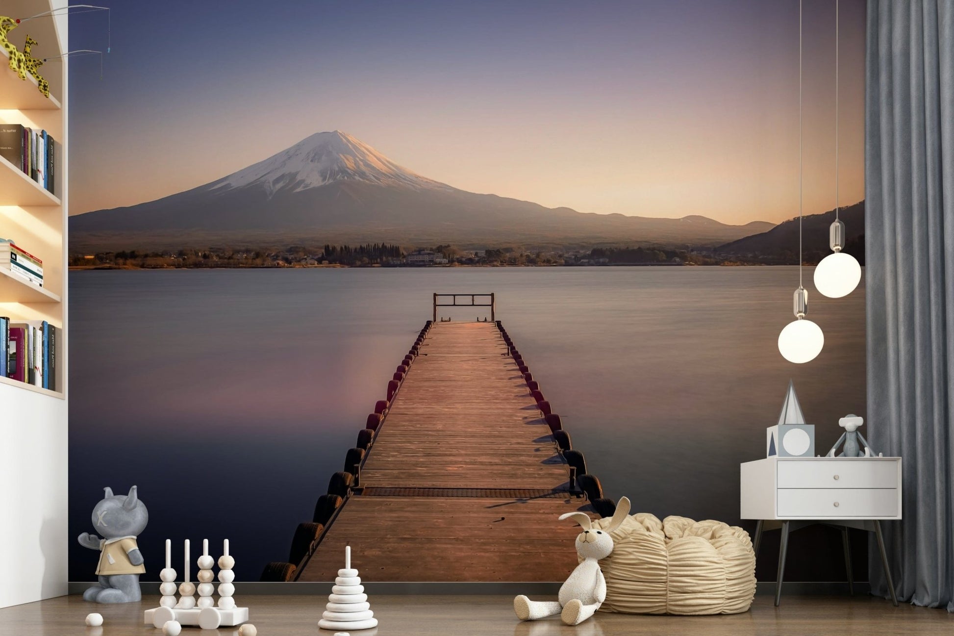 Sunrise landscape Mount Fuji Serenity wall mural, snow-capped peak.