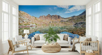 Crystal clear water mural Mountain Lake Serenity decor style.