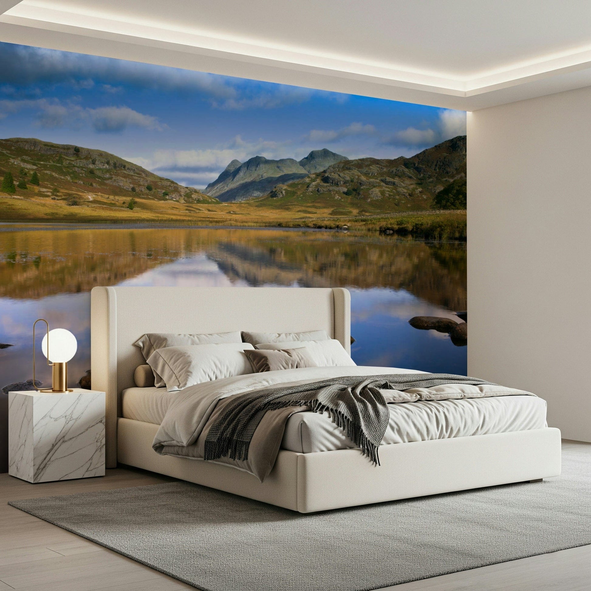 Highland scenery wall mural under clear sky