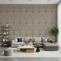 Mughal Bloom Arches Wall Mural in a modern living room