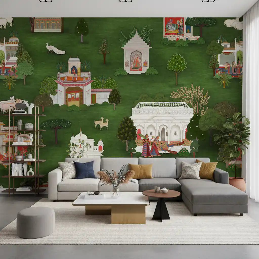 Garden retreat wall mural giving a Enterway a collected heritage feel