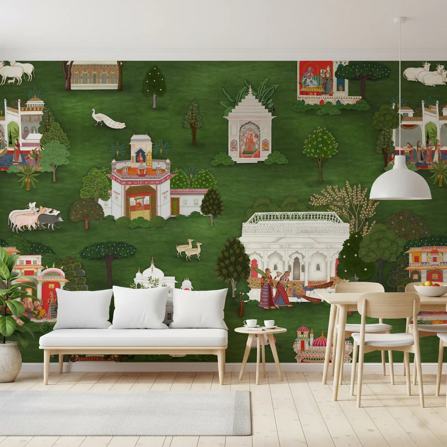 Mughal Garden wall mural suited to a hallway with traditional accents