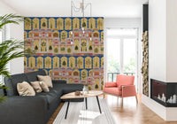 This Mughal Palace Garden wall mural creates a focal point in a living area.