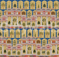 Peacocks perch on pavilions in the Mughal Palace Garden wall mural.
