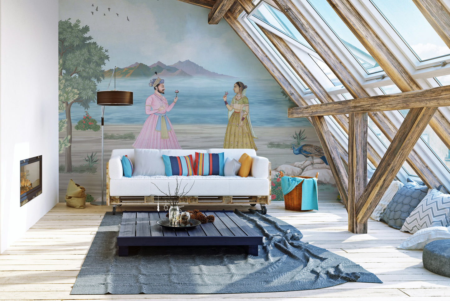 Mughal Royal Couple Wall Mural