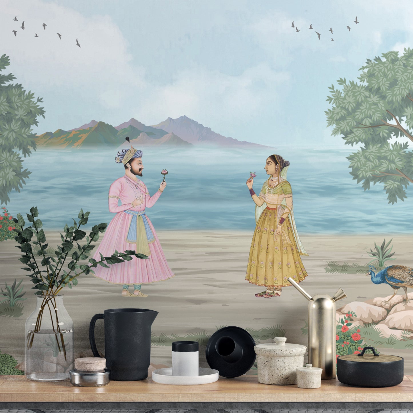 Mughal Royal Couple Wall Mural