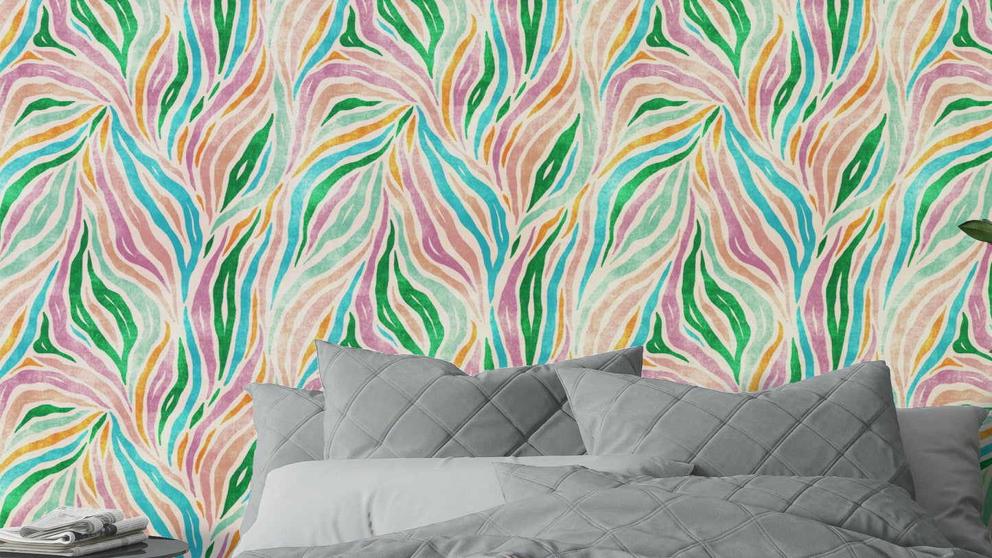 Multicolor Boho Zebra Print Wallpaper⁠