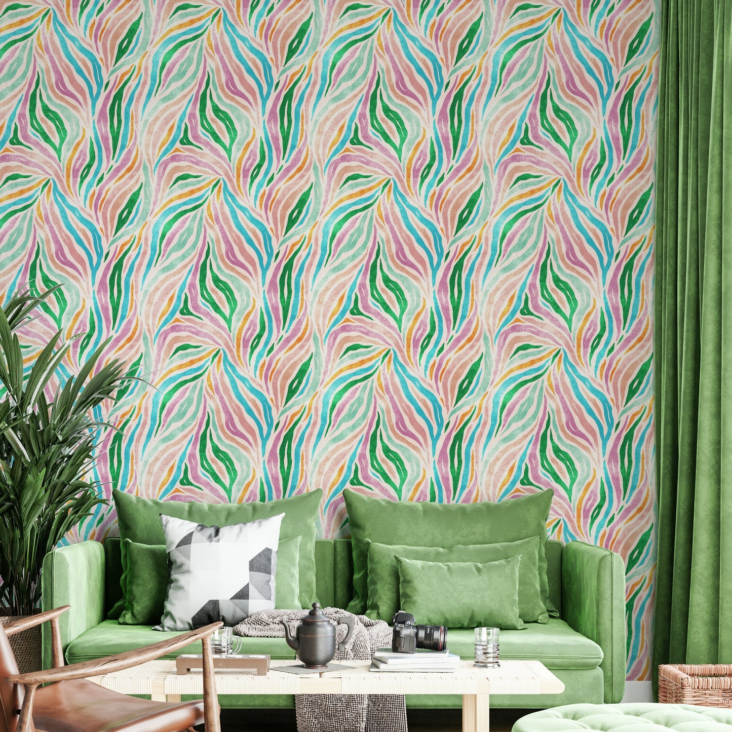 Multicolor Boho Zebra Print Wallpaper⁠