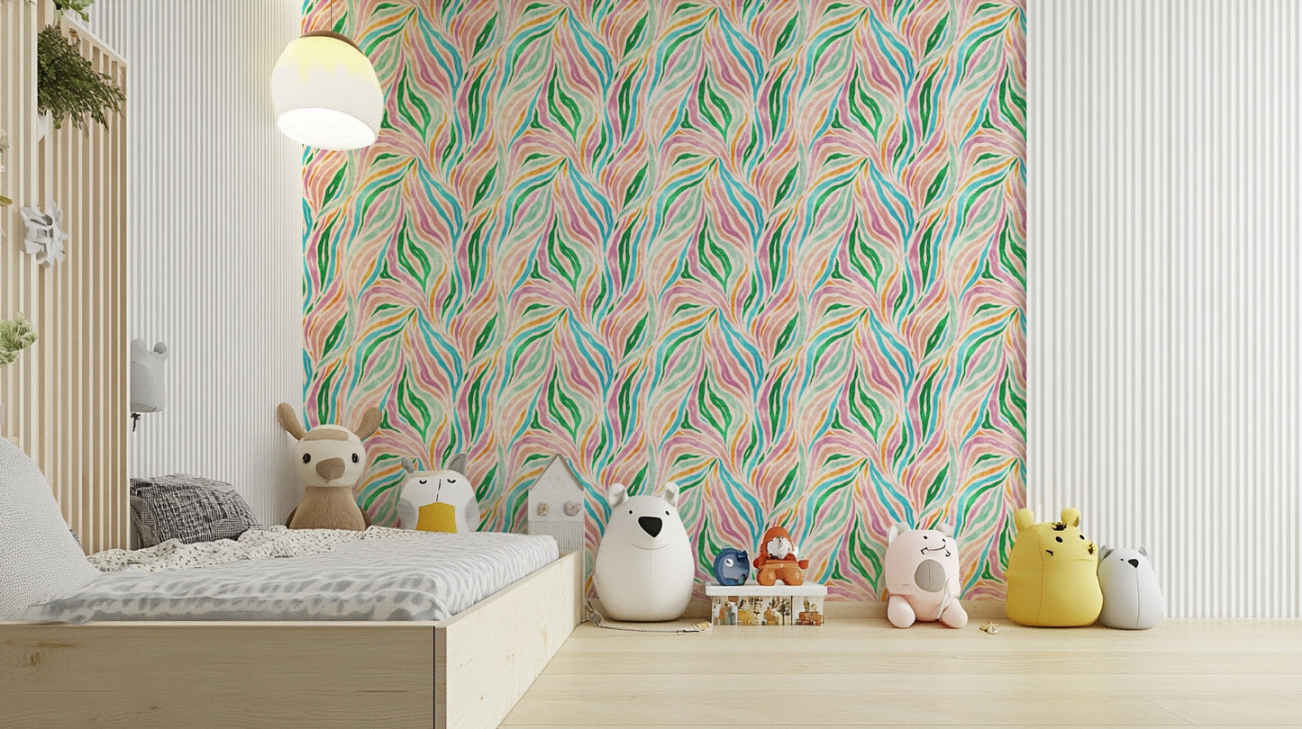 Multicolor Boho Zebra Print Wallpaper⁠