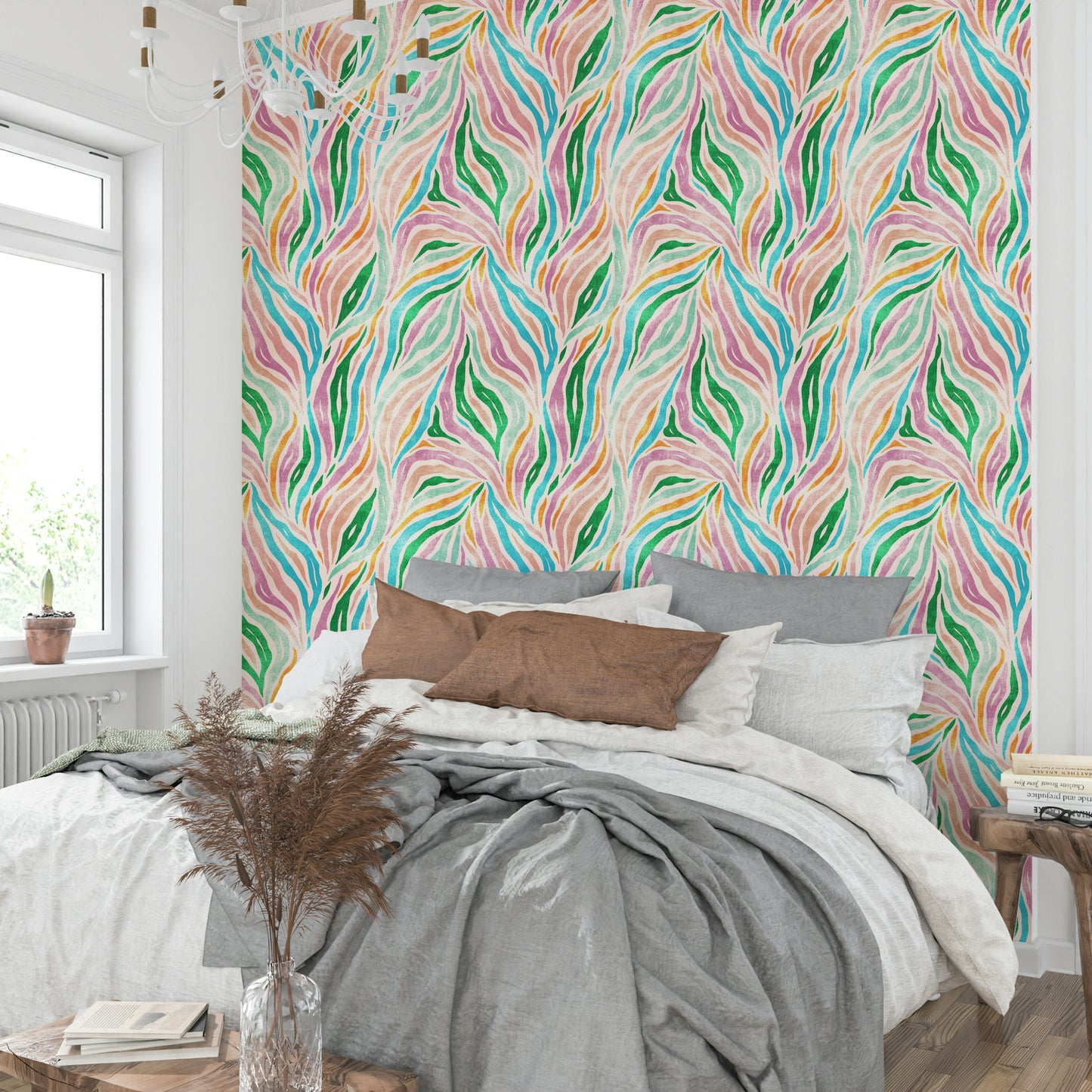 Multicolor Boho Zebra Print Wallpaper⁠