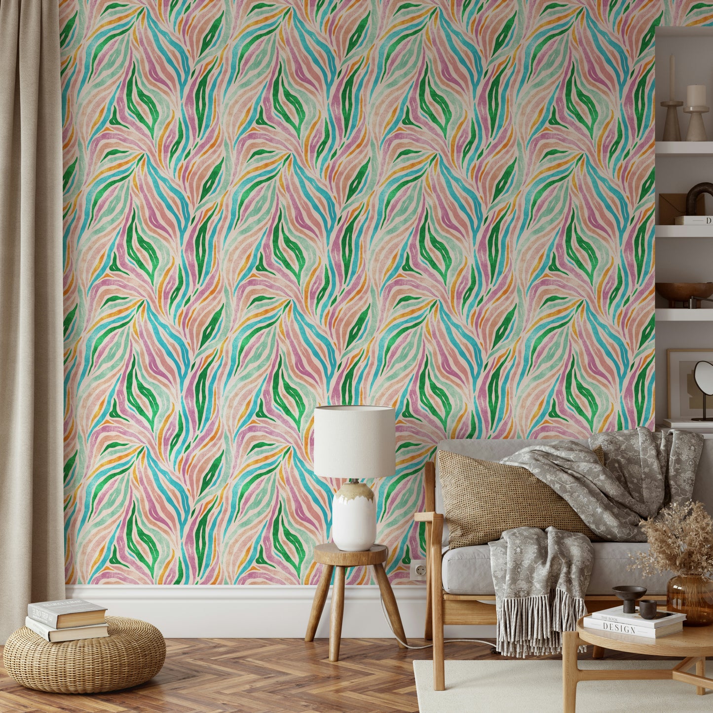 Multicolor Boho Zebra Print Wallpaper⁠