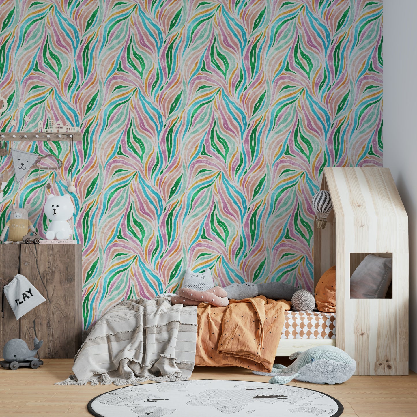 Multicolor Boho Zebra Print Wallpaper⁠