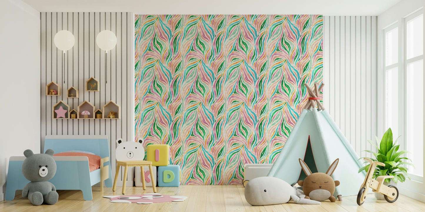 Multicolor Boho Zebra Print Wallpaper⁠