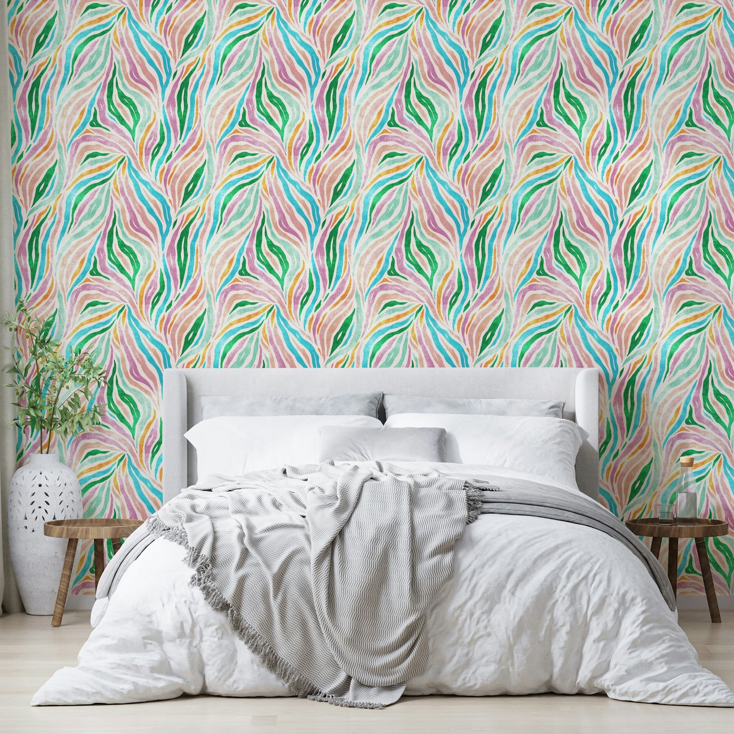 Multicolor Boho Zebra Print Wallpaper⁠