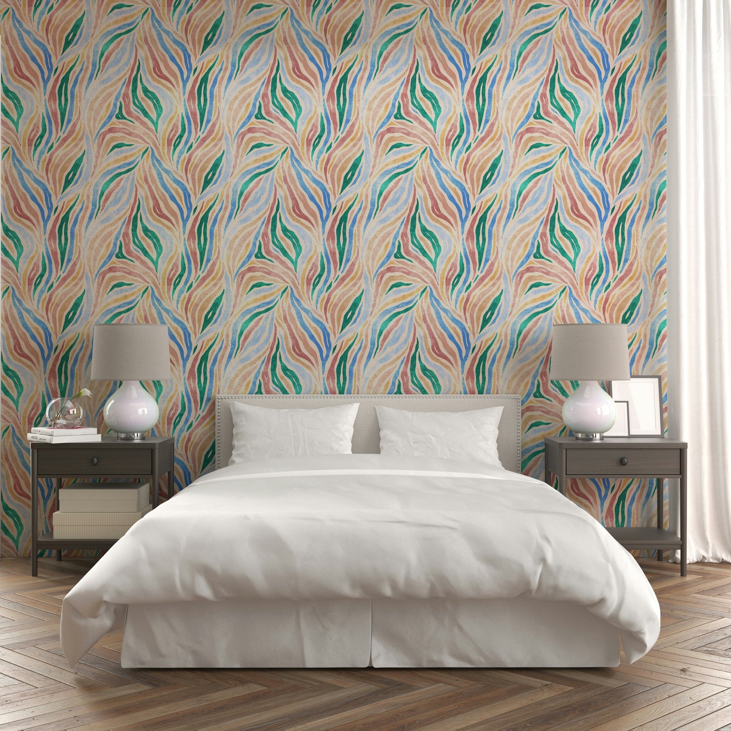 Multicolor Textured Boho Zebra Print Wallpaper⁠