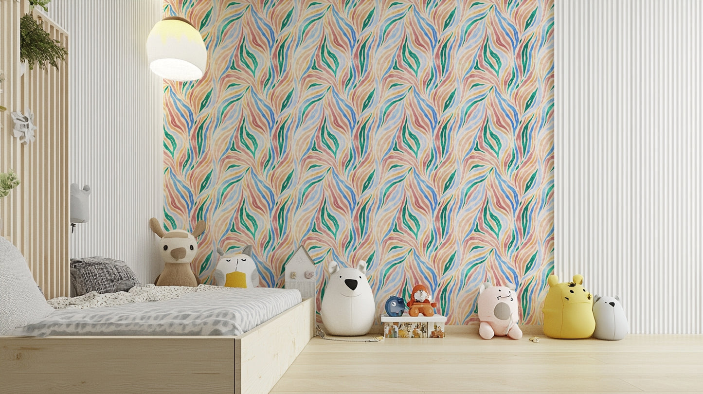 Multicolor Textured Boho Zebra Print Wallpaper⁠