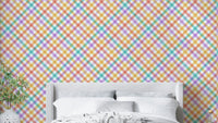 Multicolor geometric checks and stripes wallpaper

