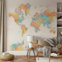 Multicolored continents wallpaper for creative spaces


