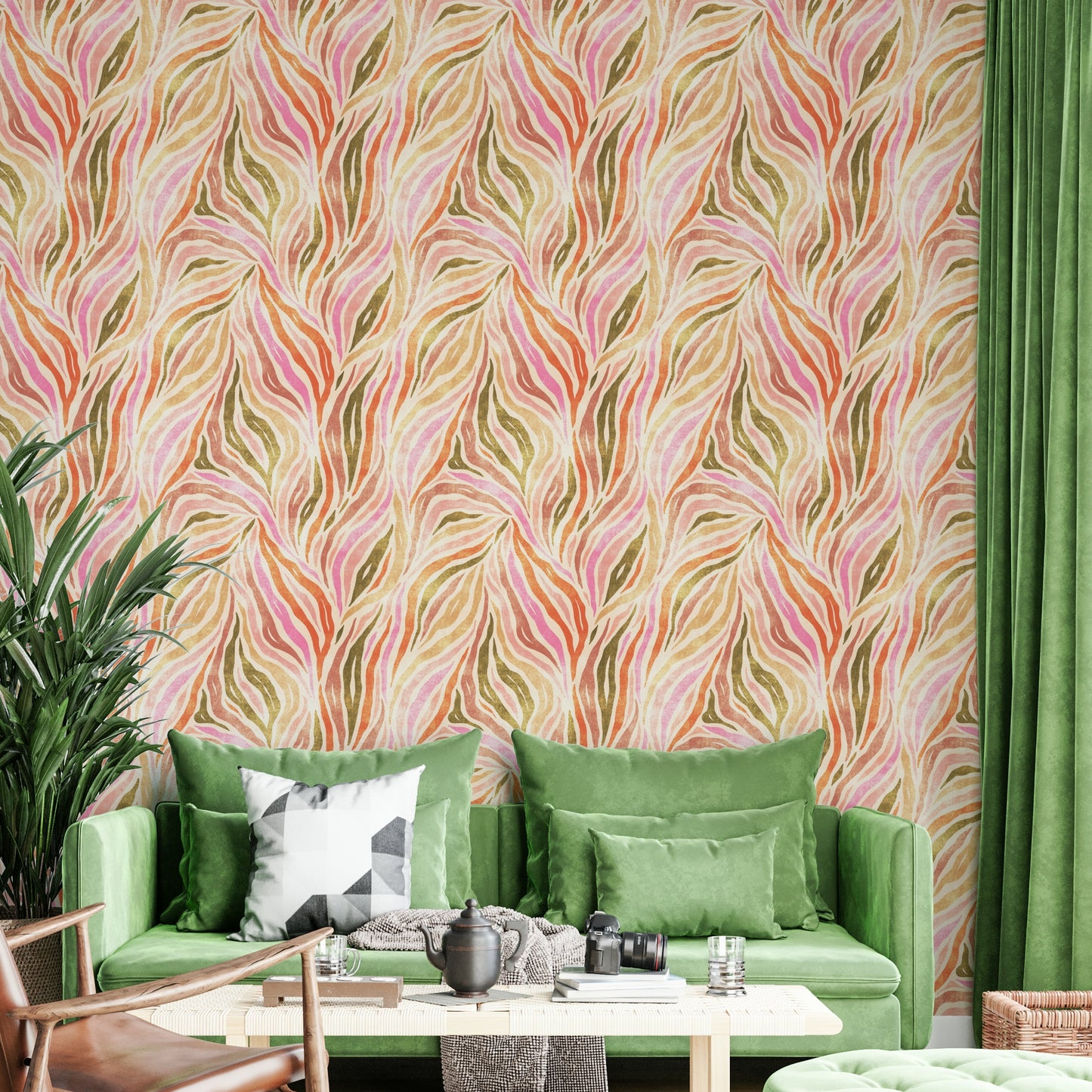 Multicolor  Textured Zebra Print Wallpaper⁠
