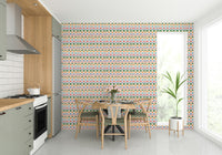 Funky multicolored woven check wallpaper featuring jewel jungle design

