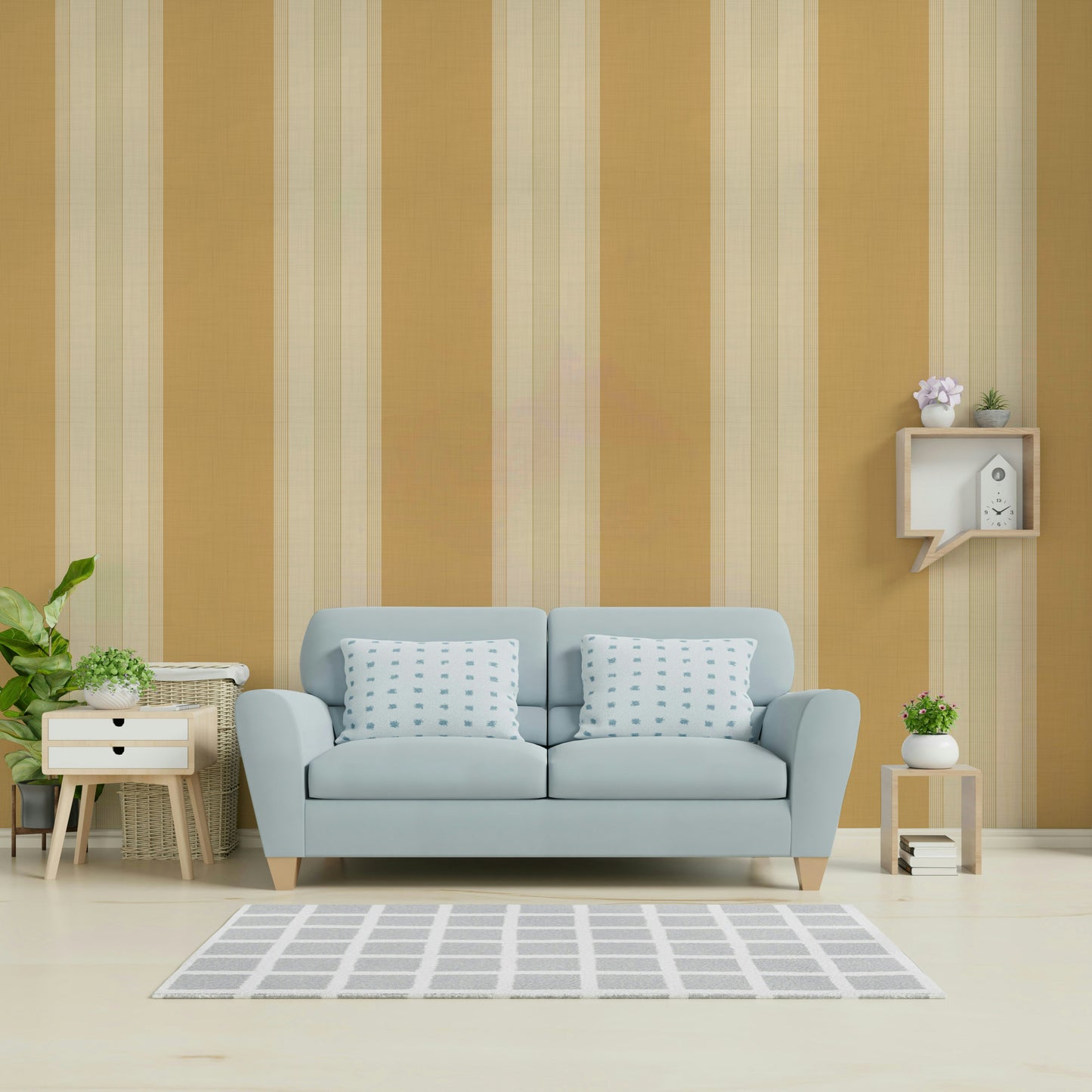 Sophisticated multiline wallpaper in honey gold

