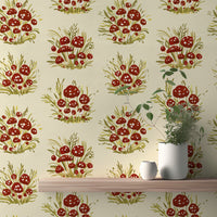 Artistic mushroom millefleurs light mural for unique, bright spaces.
