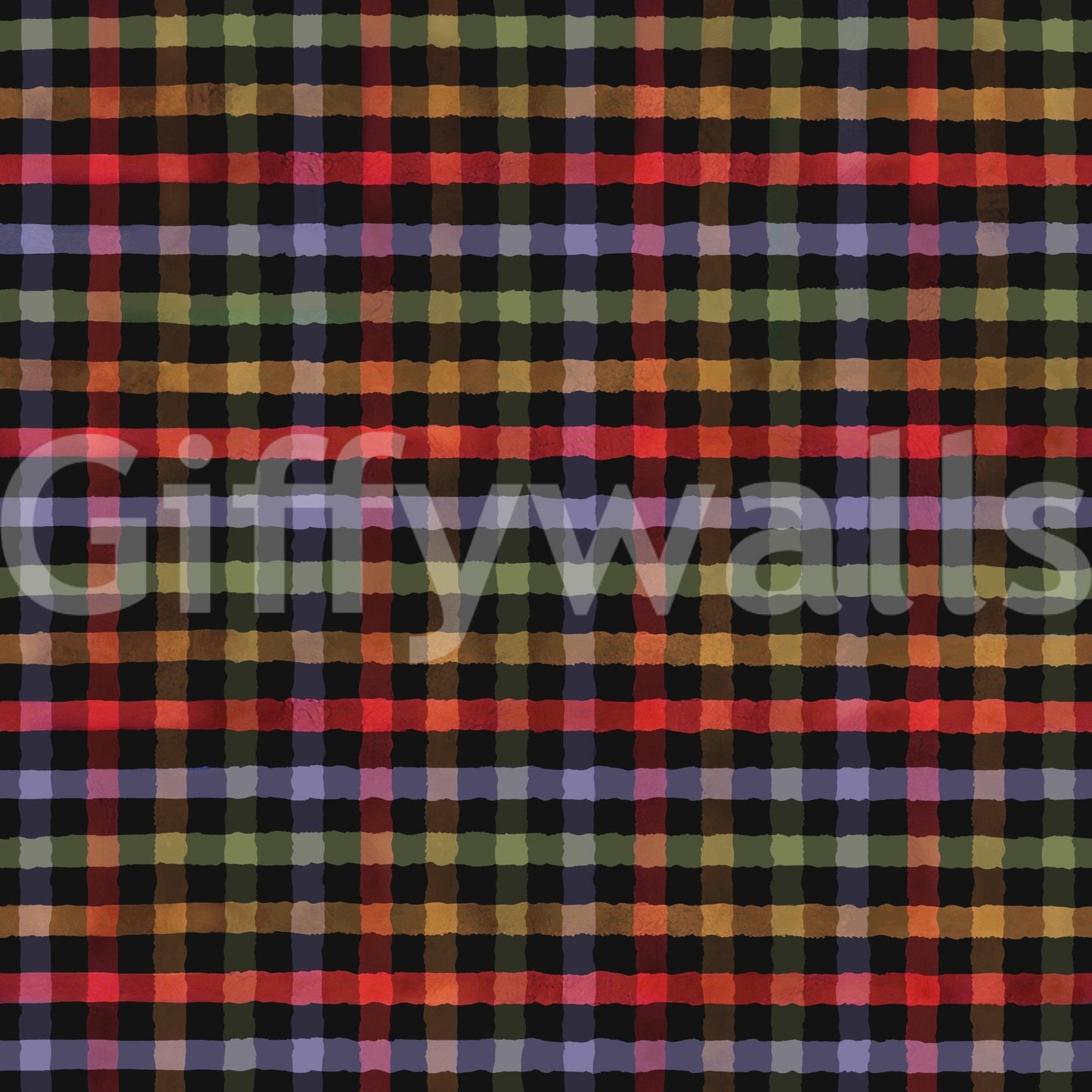 Easy to install muted earthy gingham mural.
