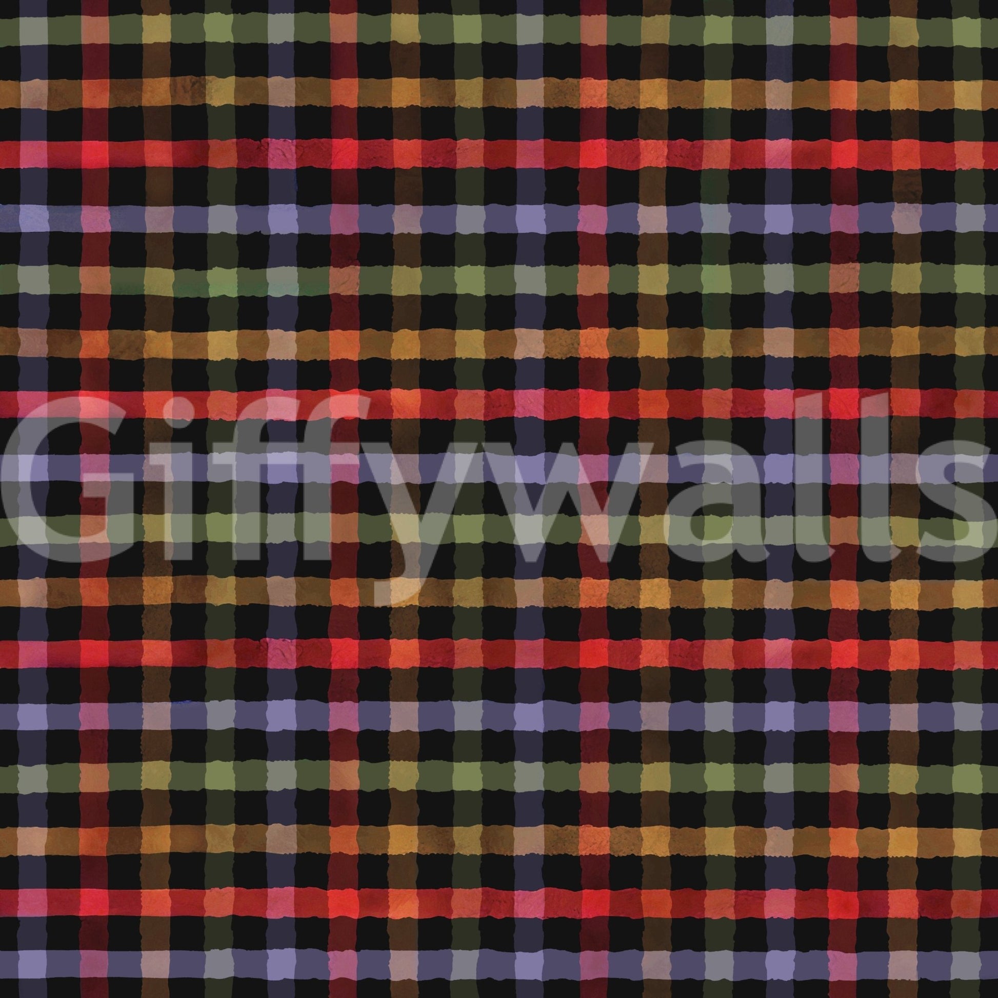 Easy to install muted earthy gingham mural.
