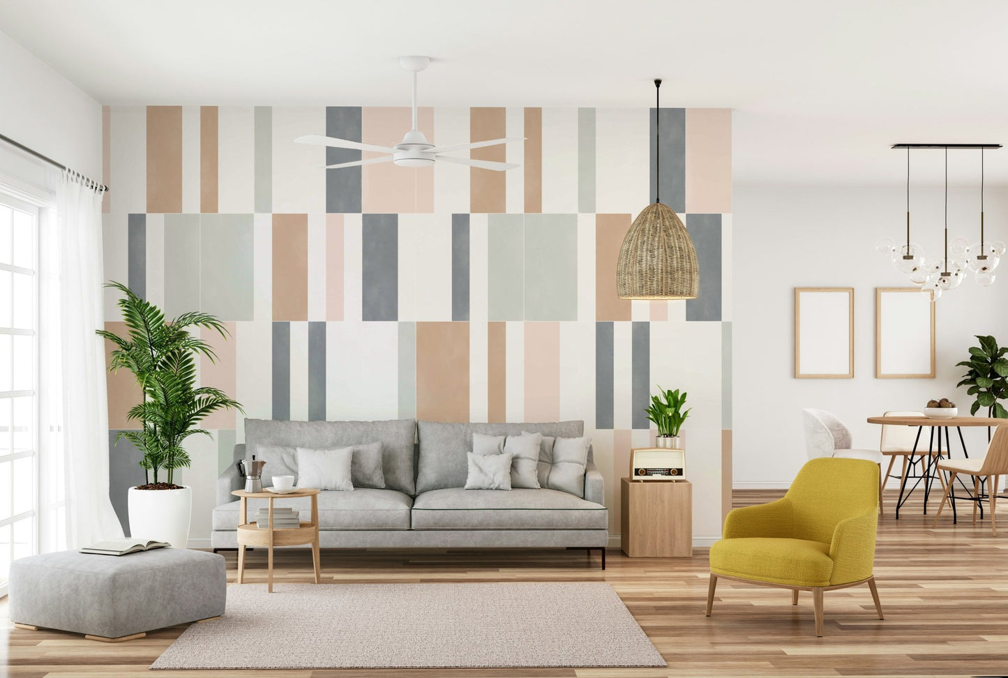 Muted pastel tile mural for serene home interiors

