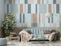 Soft pastel tiles wall mural with elegant geometric design

