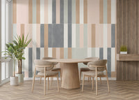 Muted pastel tiles wall mural with geometric design

