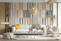 Artistic muted tile pattern mural in calming hues

