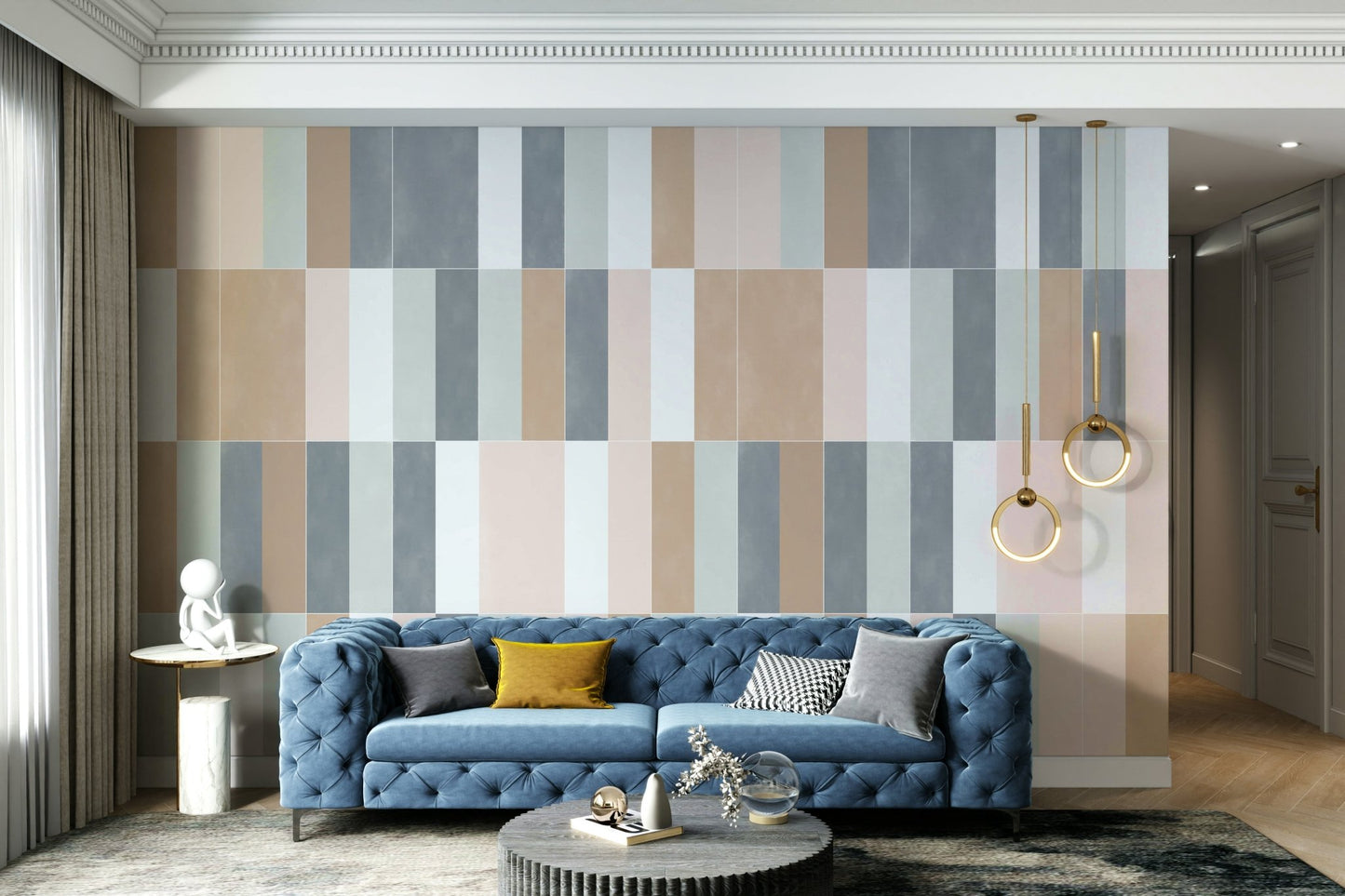 Muted pastel mural ideal for modern minimalist spaces

