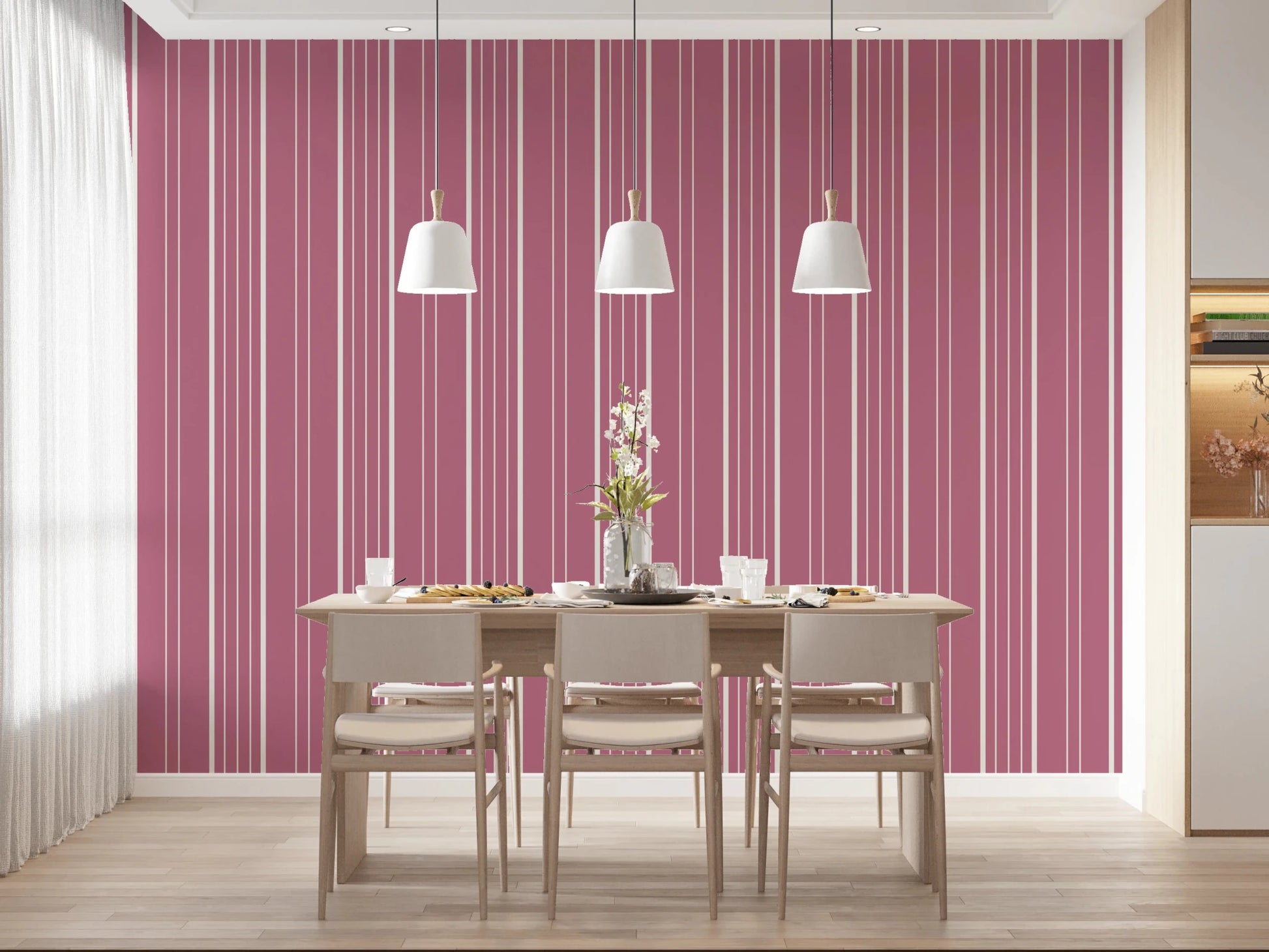 Muted Pink Stripes Wallpaper⁠
