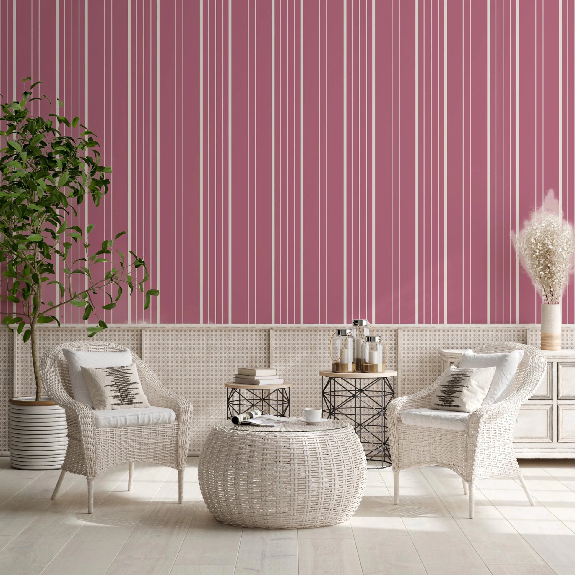 Muted Pink Stripes Wallpaper⁠