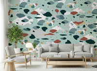 An artistic minimalist form mural for home decor.