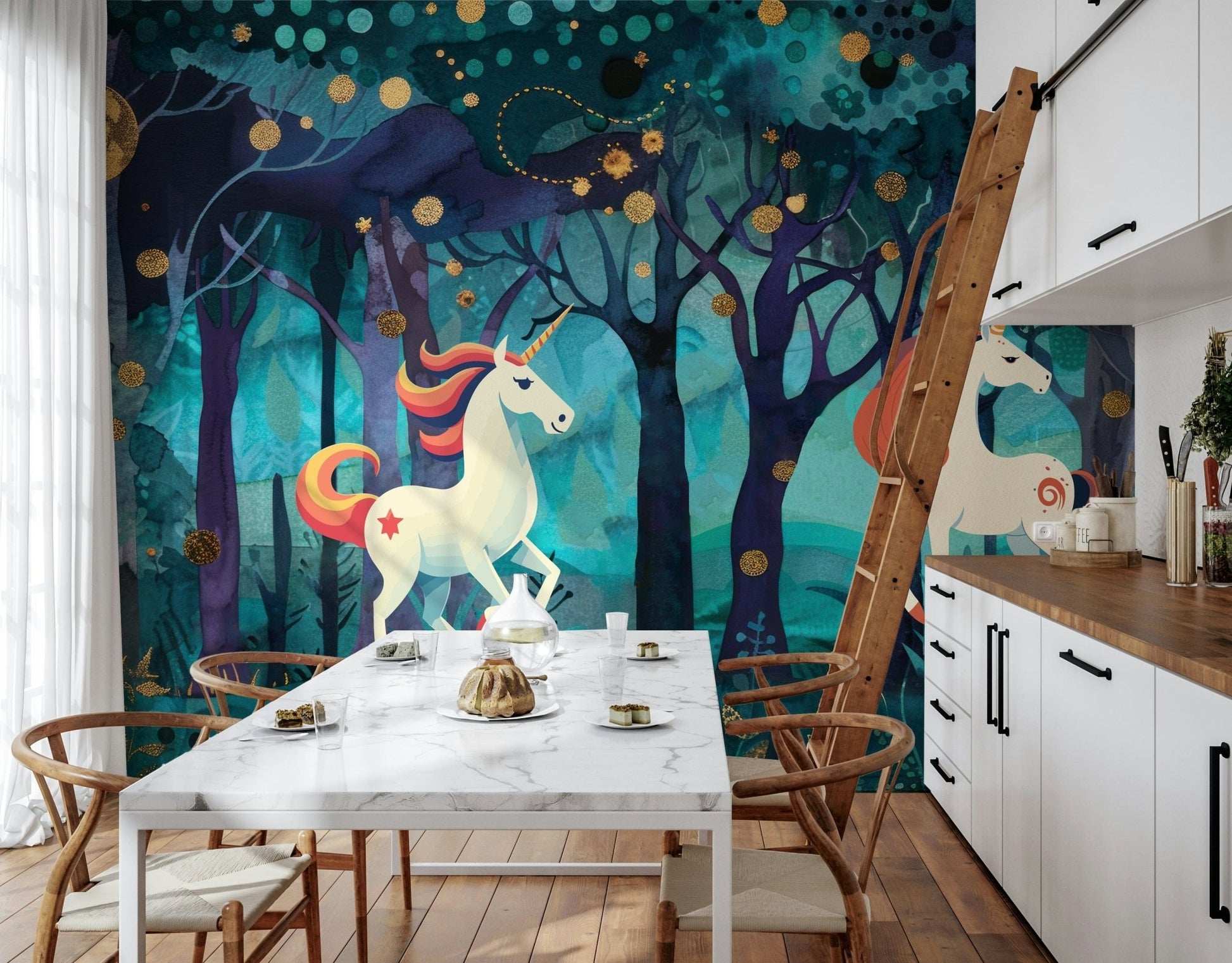 Pastel unicorn home décor for a nursery feature wall.