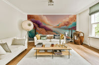 Full view of mystical dreamscape mural

