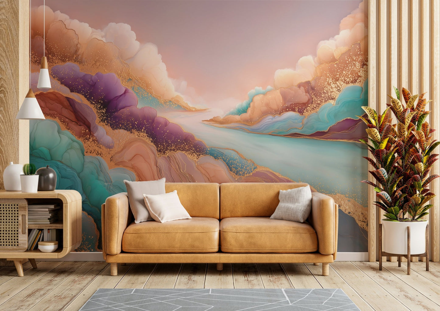 Mystical abstract wallpaper in muted shades

