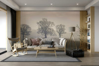 Minimalist foggy wall mural in pale gray hues

