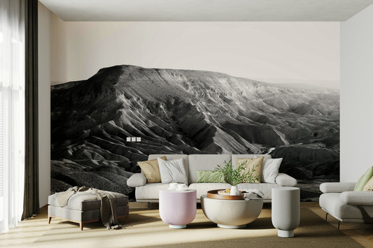 A calming desert gorge wallpaper mural that defines a space.

