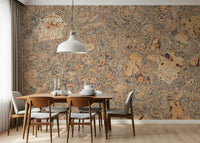 Abstract wall mural of a natural cork texture with dark, marbled details.