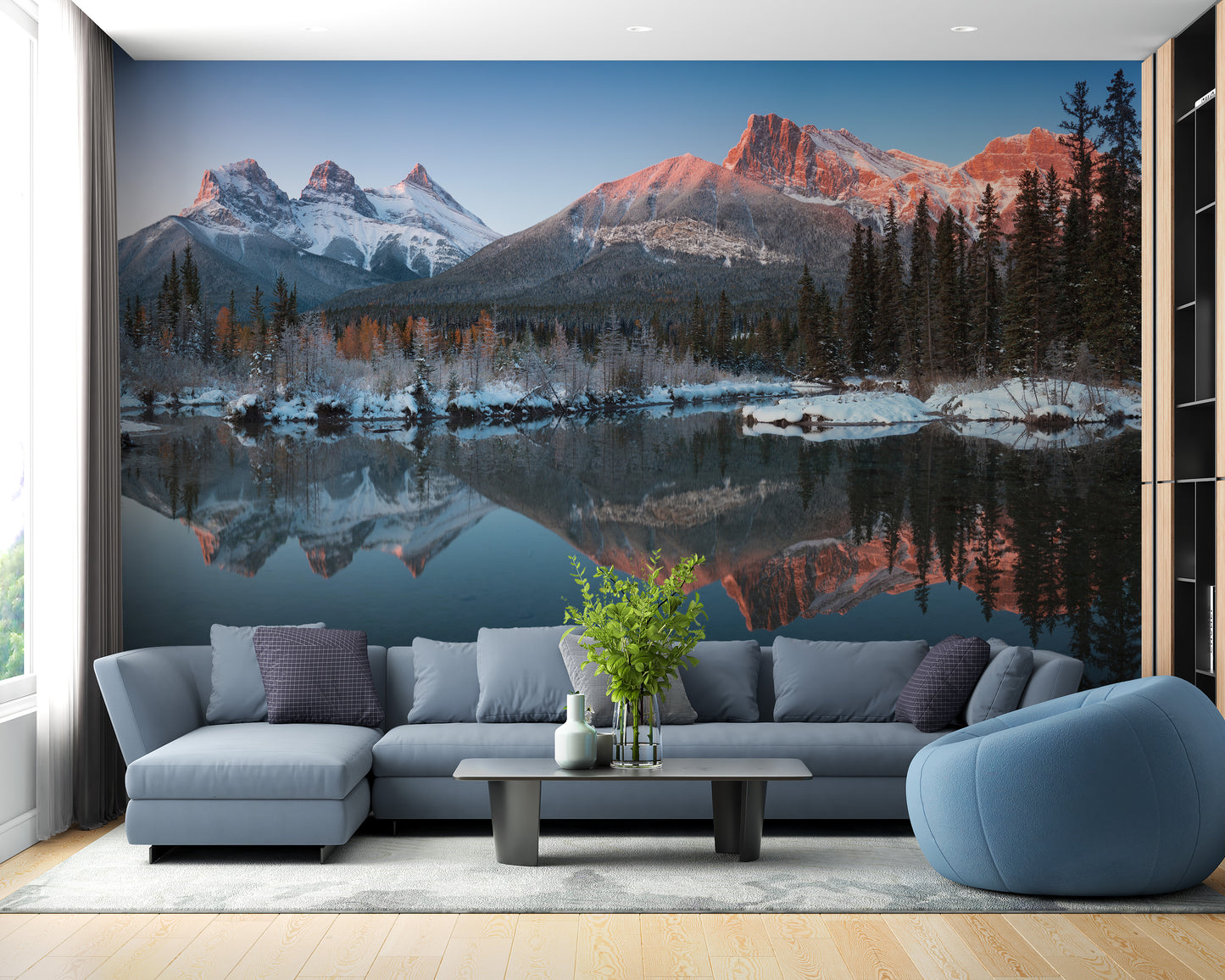 Natural snow peak mountain wallpaper design