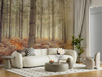 Nature's Spotlight Wall Mural installed in a cozy reading nook with plants.